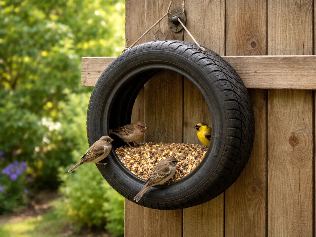 Tire Bird Feeder How to Make It Step by Step