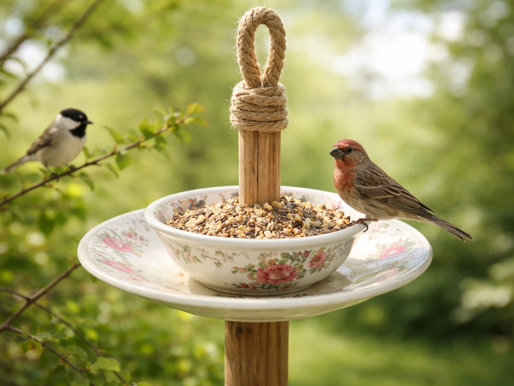 how to make bird feeders out of old dishes